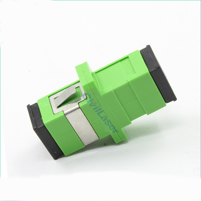 SC APC Fiber Optic Adapter Single Core Verde Plastic Flange